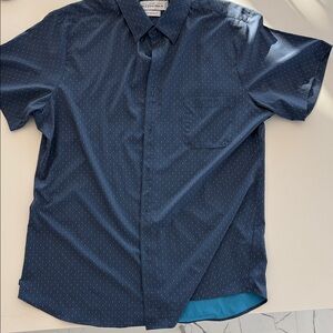 Mizzen+Main Navy Patterned Short Sleeve Shirt